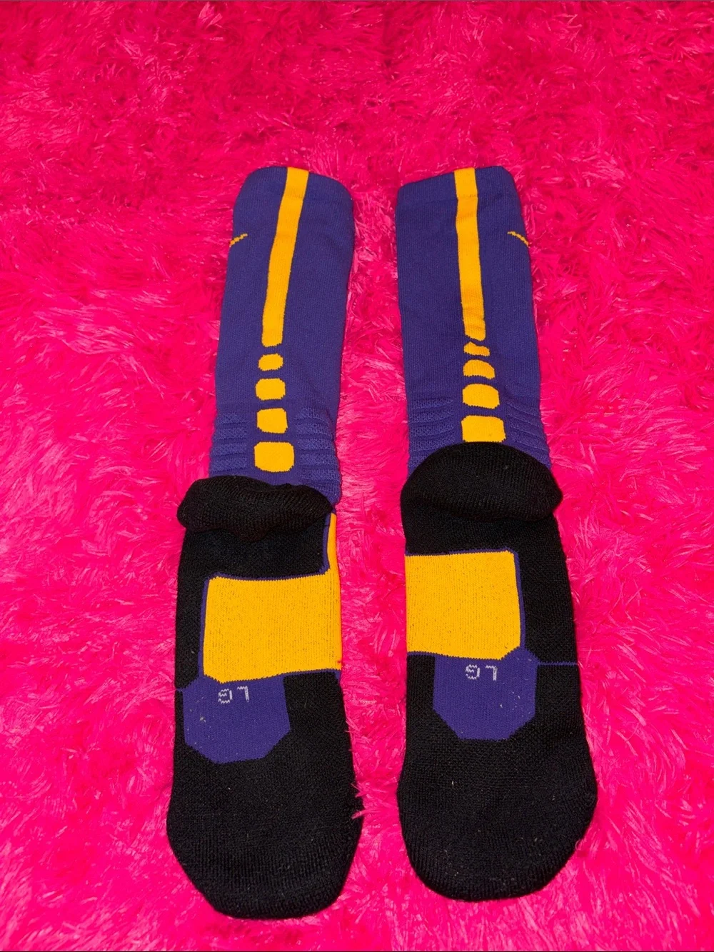 Nike Purple and Yellow Athletic Crew Socks